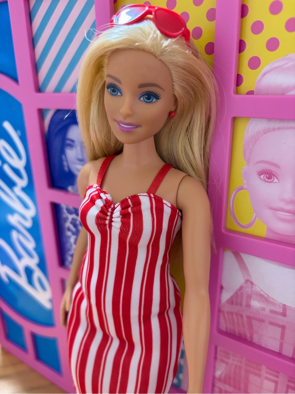 Barbie Red and White Striped Sundress with Red Sunglasses